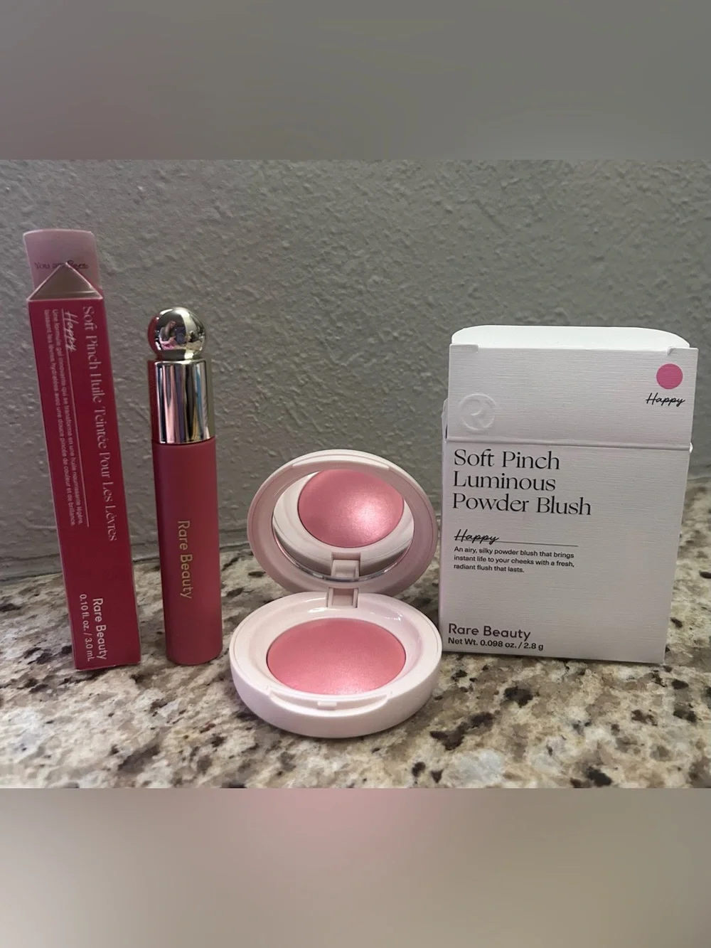 Rare Beauty Bundle - Soft Pinch Luminous Powder Blush & Lip Oil ~ Shade: Happy